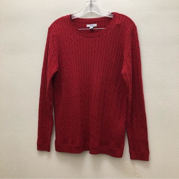 Croft & Barrow Women's Size L Red Sequined Scoop Neck Long Sleeve Knit Sweater - Picture 8 of 8